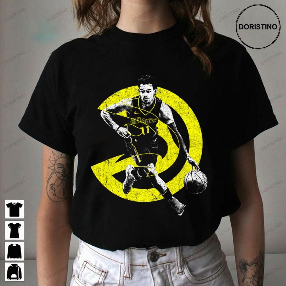 Yellow Graphic Art Of Trae Young Vintage Basketball Limited Edition T-shirts